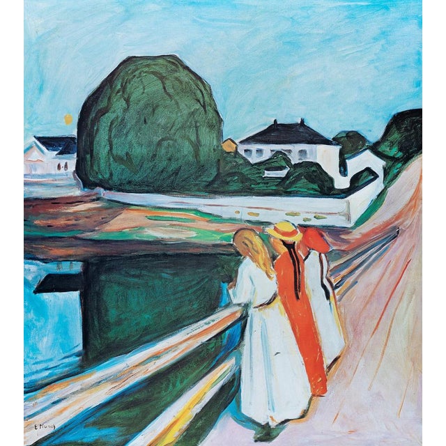 Edvard Munch (1863-1944) The Girls from the Bridge Original color poster after a painting by the artist Signed in the...