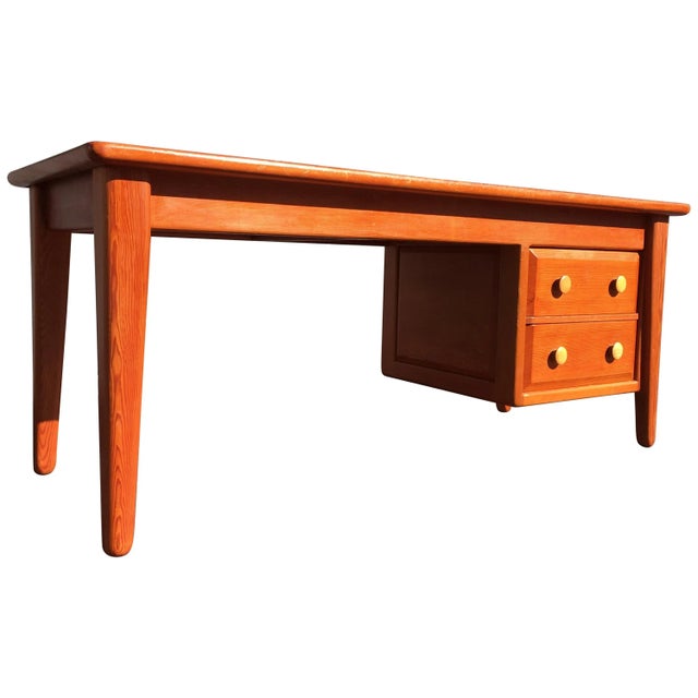 Pine craftsman desk with two drawers.