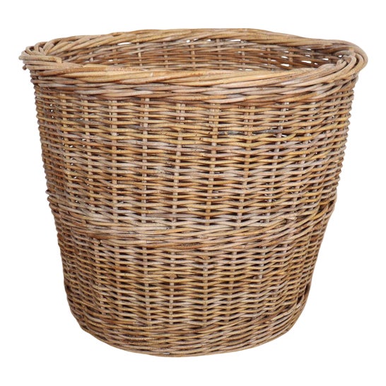 Vintage English Wicker Log Basket, 1930s For Sale