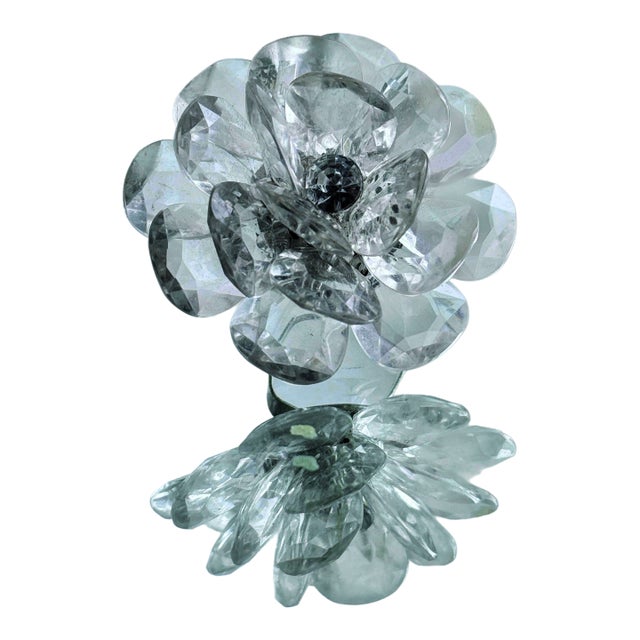 Vintage Y2k Clear Resin Flower Cocktail Ring, Size 6 For Sale