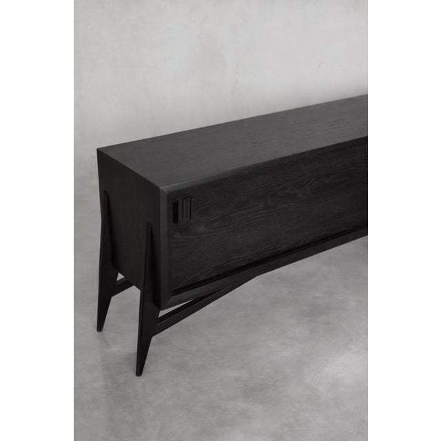 Mid-Century Scandinavian Modern Dark Oak Sideboard with Wooden Handles, 1960s For Sale - Image 14 of 18