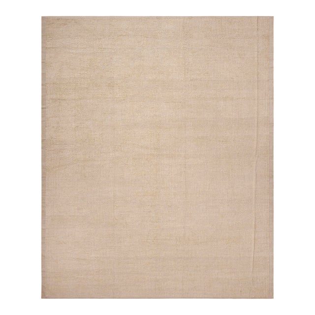 Nazmiyal Collection Contemporary Neutral Silk and Wool Rug For Sale
