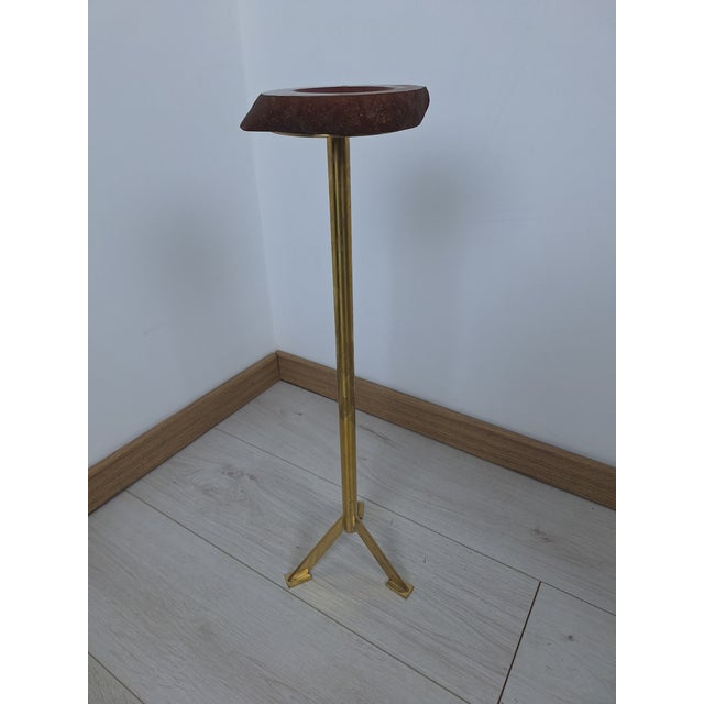 Vintage Brass Ashtray with Red Hard Stone For Sale - Image 6 of 6