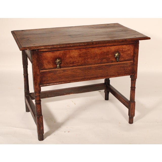 Jacobean Antique William and Mary Style Oak Side Table For Sale - Image 3 of 11