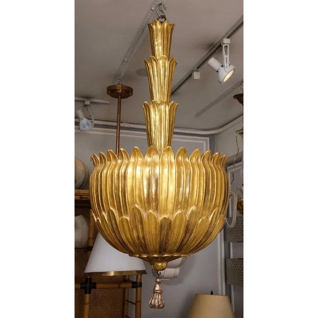 Bespoke Unusual giltwood hand-carved fixture.