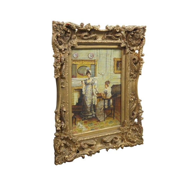 Realism 20th Century "The Keepsake" Regency Style Oil Painting After Charles Haigh Wood For Sale - Image 3 of 11