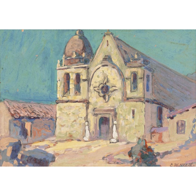 'View of the Old Carmel Mission, Monterey, California' by Edda Maxwell Heath, Woman Artist, Society of Watercolor Artists, New York For Sale - Image 10 of 10