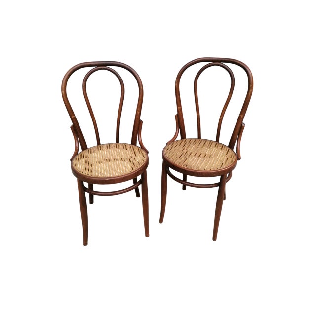 Vintage Wooden Chairs with Vienna Straw Seats from Thonet, 1950s, Set of 2 For Sale - Image 11 of 11