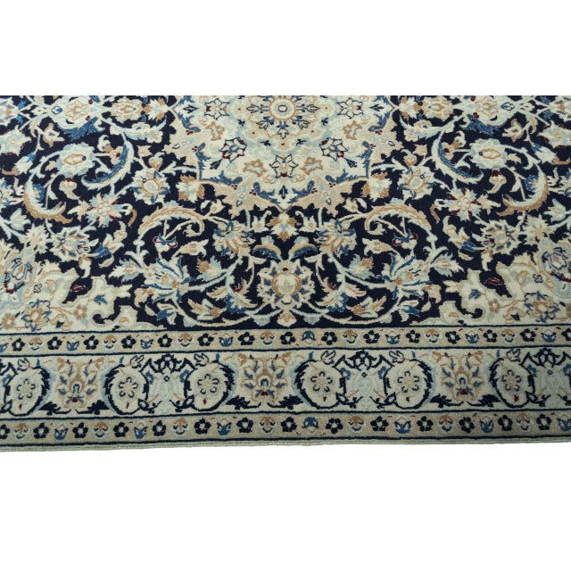 Blue Hand-Knotted Oriental Rug with Silk For Sale - Image 8 of 12