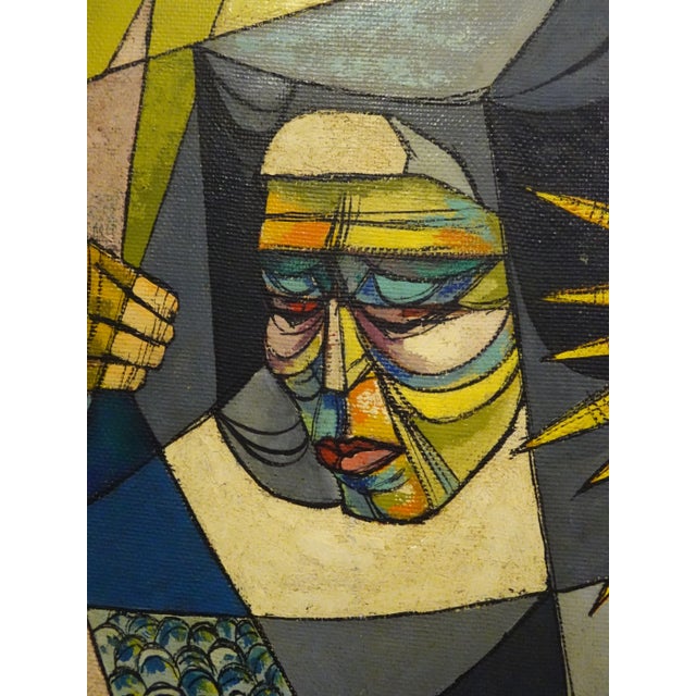 1960s Mid 20th Century Cubist Oil Painting of a Nun with Candle, Framed For Sale - Image 5 of 13
