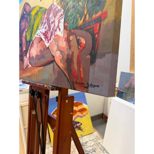 Contemporary A Soft Surrender , Acrylic Painting by Godfrey Afebuame (2026) , 21st Century, Contemporary Art, Figurative Portrait, Africa Women, Impressionism. For Sale - Image 3 of 8