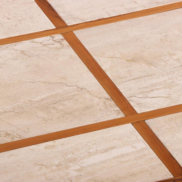 Wood Italian Olive Wood and Travertine Dining Table, C. 1960 For Sale - Image 7 of 7
