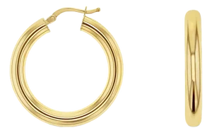Small Gold Polished Hoops 28mm 14k Yellow Gold, 2 Pieces
