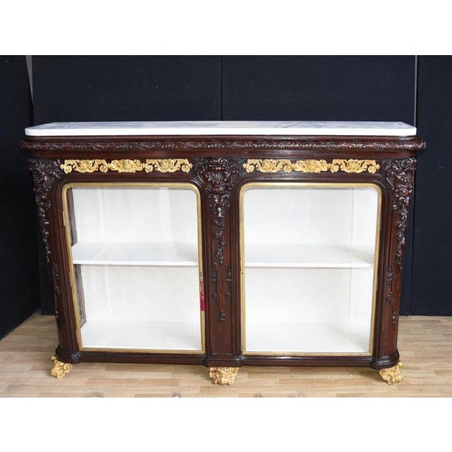 French Rosewood Sideboard in Carved Display Cabinet For Sale - Image 9 of 14