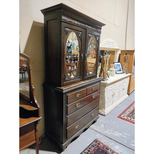 Late 1800s Victorian Etched Glass Hutch For Sale - Image 4 of 16