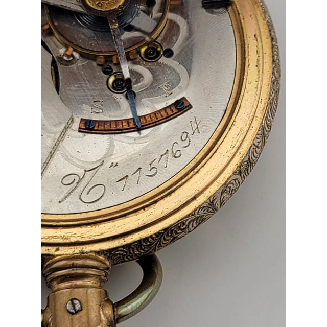 1890s The Plan Gold Plated Swiss Pocket Watch by David Perret W Glass Dome. For Sale - Image 9 of 13