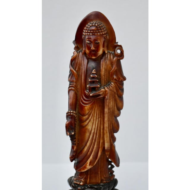 Vintage Chinese Carved Soapstone Goddess Figure on Base For Sale In Philadelphia - Image 6 of 13