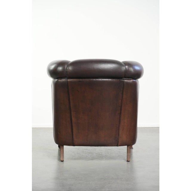 Club Chair in Dark Sheepskin Leather For Sale - Image 4 of 14