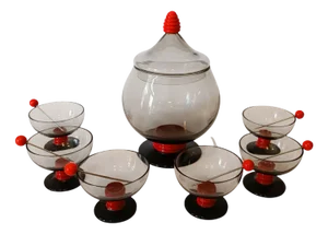 Murano Glass Aperitif Set by Napoleone Martinuzzi for Manifattura Di Murano, 1970s, Set of 14