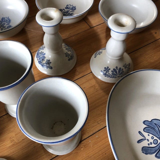 American 1970s Vintage Blue Floral Americana Serving Set - 32 Pieces For Sale - Image 3 of 7