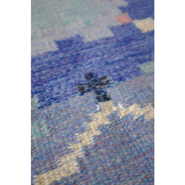 Vintage Blue Rug in a Design Called 'Carnation" by Ingegerd Silow, Sweden For Sale In New York - Image 6 of 10