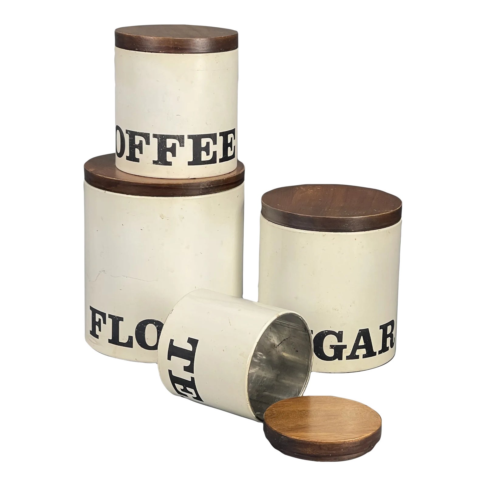 アメリカ・ビンテージ缶4個セット ランズバーグ Ransburg Vintage 70s Ransburg Nesting Tin Canister Storage Coffee, Tea