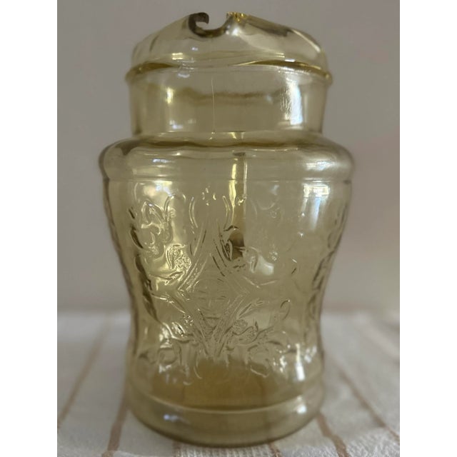 Vintage 1930s Federal Madrid Pitcher Amber Yellow Depression Glass For Sale - Image 4 of 8