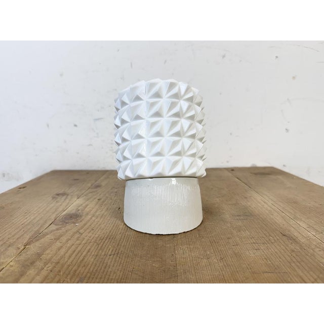 Industrial Vintage White Porcelain Wall Light, 1970s For Sale - Image 3 of 12