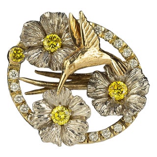 Late 20th Century Diamond Hummingbird Brooch/Pendant For Sale