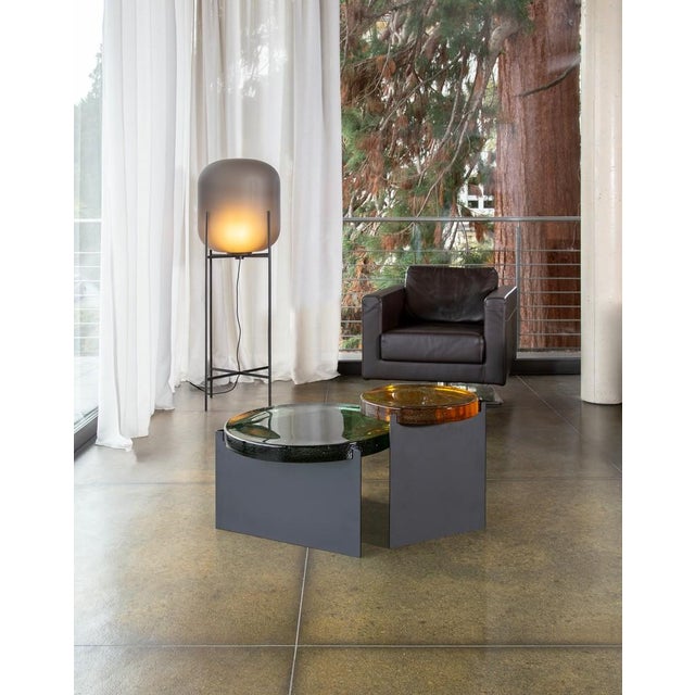 Early 21st Century Alwa One Side Table with Green Top & Brushed Stainless Steel Base by Sebastian Herkner for Pulpo For Sale - Image 5 of 6