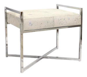 Pasargad Home Safari St. Steel Frame Cowhide Bench