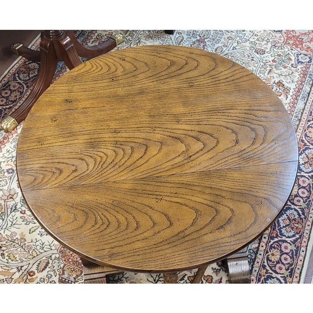 1940s Baker Barley Twist Diminutive Oak Drop Leaf Table For Sale - Image 10 of 11