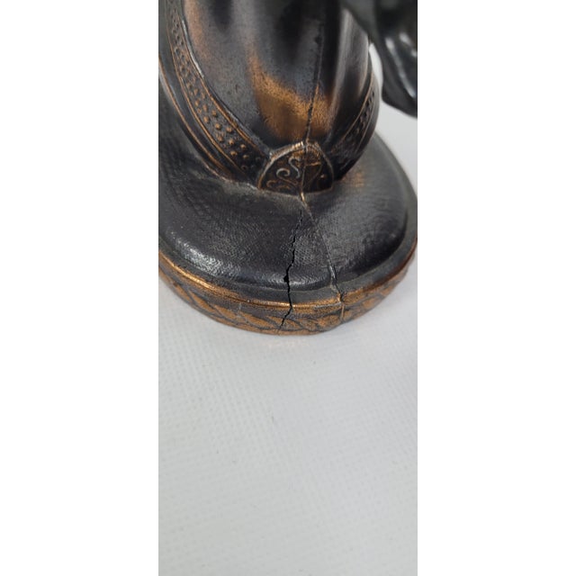 1940s 1940s Art Deco Bronze Plated Horse Bookends Vintage Trojan Horse Head Bust - Set of 2 For Sale - Image 5 of 10