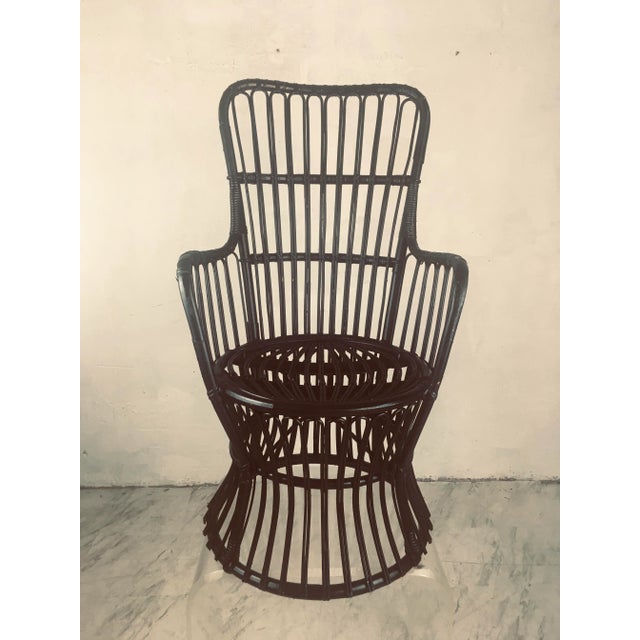 Vintage 70’s Rattan Peacock Chair in the Manner of Albini For Sale In Charleston - Image 6 of 6