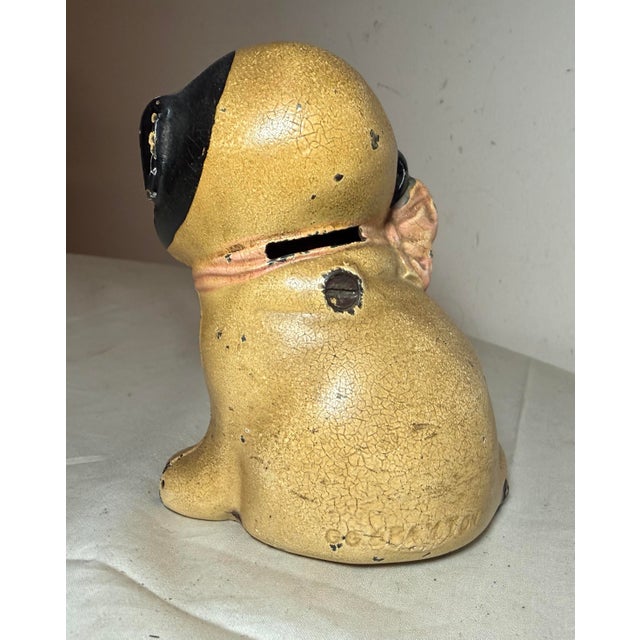 Antique Original Grace Drayton Cast Iron Hubley Dog Bee Coin Still Bank 1900s For Sale - Image 10 of 13