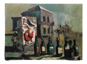 Jack Foote "Modern Hotel Scene" Oil on Canvas