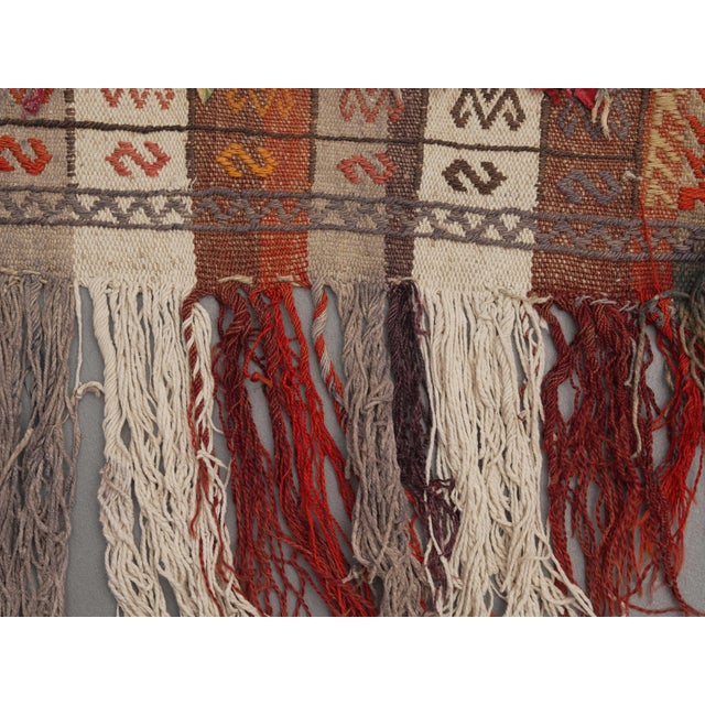 1970s 1970s Vintage Handmade Wool Cotton Orange Kilim Runner Rug For Sale - Image 5 of 11