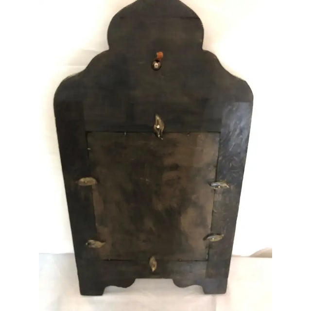 Vintage Moroccan Moorish Handmade Arched Vanity or Wall Mirror With Brass Inlay For Sale - Image 11 of 12