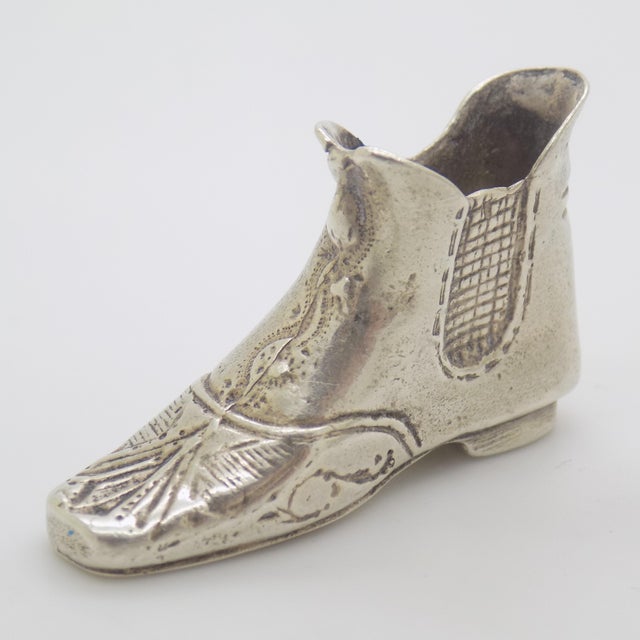 Vintage Italian Handmade Genuine Silver Renaissance Shoe Dollhouse Miniature For Sale - Image 4 of 10