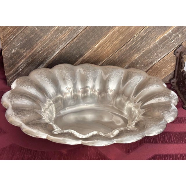 Sterling Silver Bowl Vintage Centerpiece Fruit Bowl Etched For Sale - Image 11 of 11