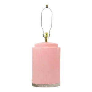 Vintage 1980s Postmodern Pink Crackle Ceramic Table Lamp With Acrylic Base
