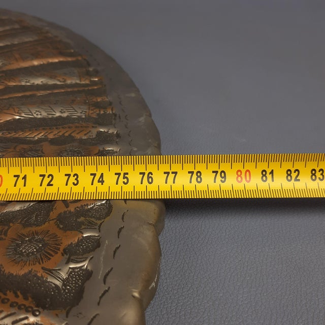 Persian Qalam Zani Chiseled Silvered Copper Wall Plate Art, 1900s For Sale - Image 12 of 13