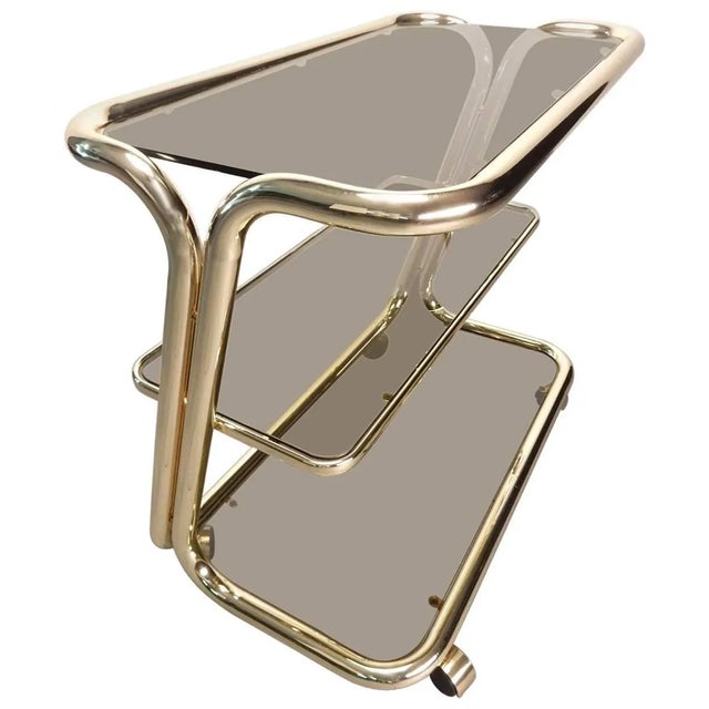 Metal Sculptural Brass Tube Bar Cart by Morex of Italy For Sale - Image 7 of 7
