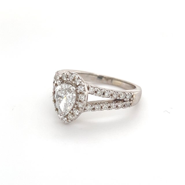 Pear Shape Diamond Engagement Ring 14k Gold 1.38 TCW Certified For Sale - Image 12 of 13
