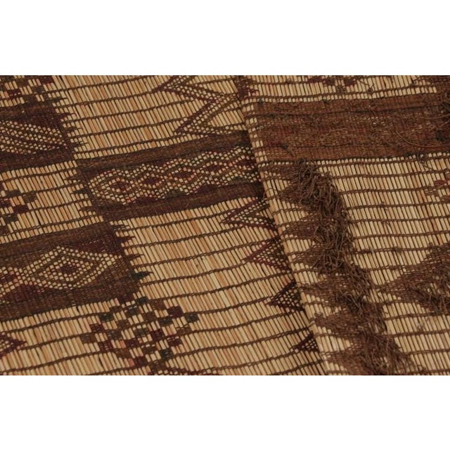 Beige Title: Vintage Tuareg Mat, Beige-Brown Tribal Geometric Patterns - Rug & Kilim For Sale - Image 8 of 10