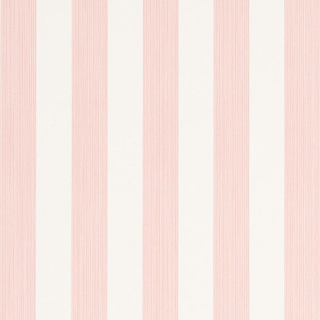 Schumacher Edwin Stripe Medium Wallpaper in Petal For Sale