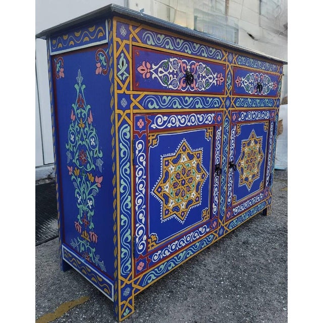 Moroccan Hand Painted Accent in Majorelle Blue Chairish