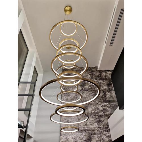 Collection orbite chandelier, aluminum and acrylic, lcs 037/8/100 by jago dimensions: d 50/100/70/60/80/50/100/50 x h 400...