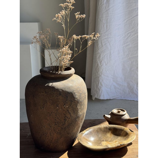 Boho Chic Borneo Vase in Brown Terracotta, 1980s For Sale - Image 3 of 5