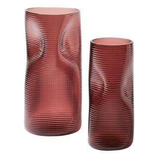 Coral Vases in Hand-Blown Venetian Glass from Cassina, Set of 2 For Sale